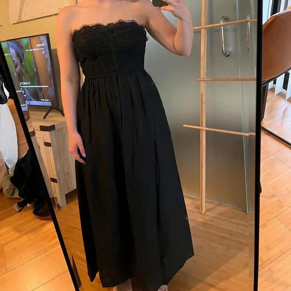 Black Corset Midi Dress - Picture 1 of 5